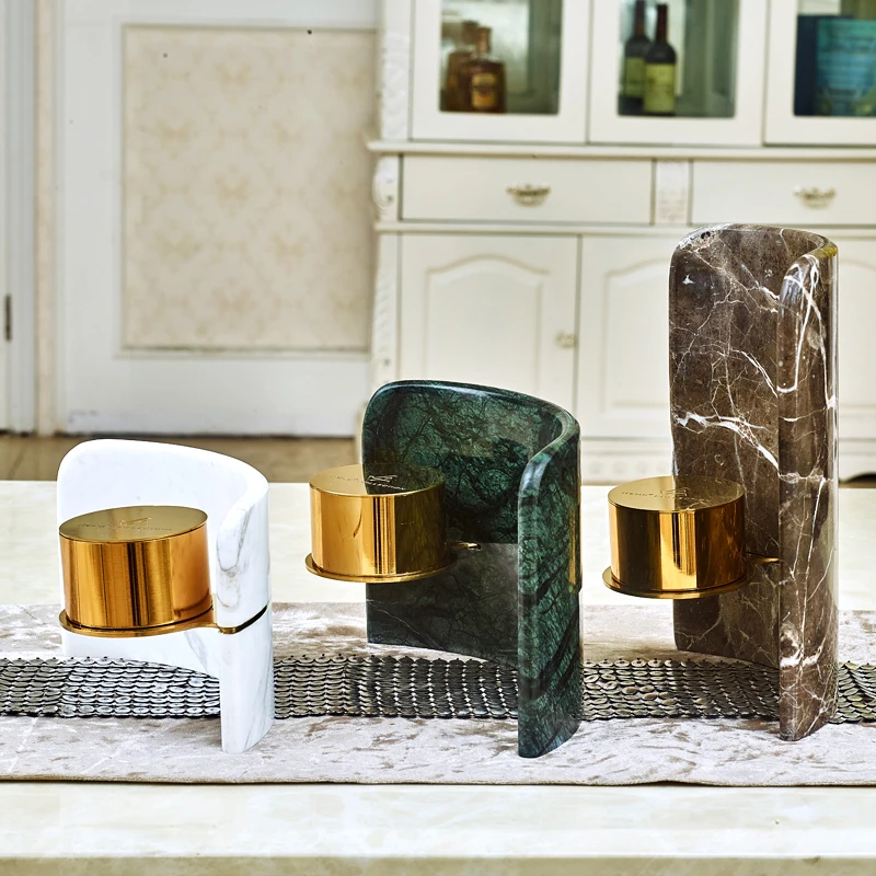 Мраморный подсвечник в скандинавском стиле белые металлические свадебные