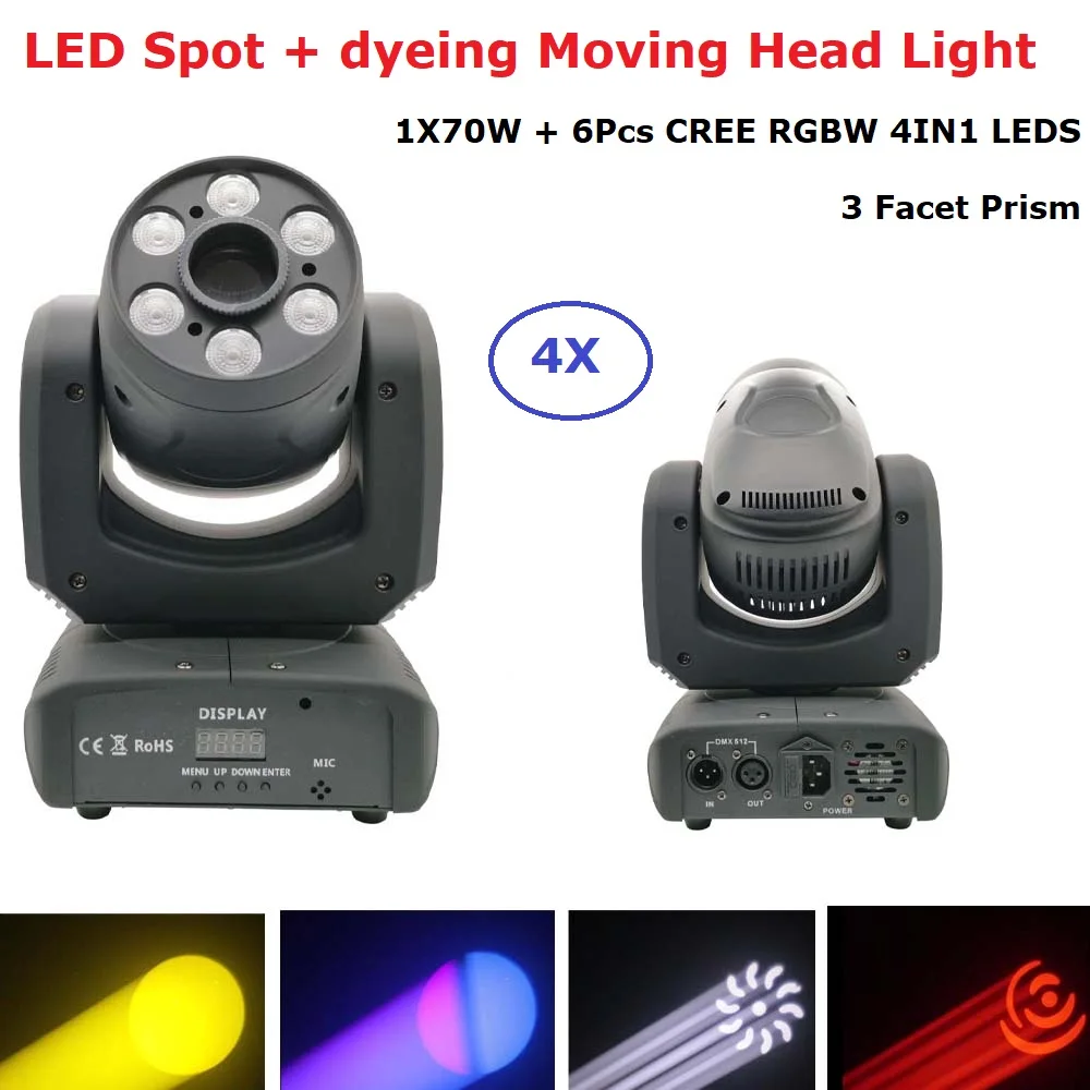 

4Pcs Lights LED 100W RGBW Beam/Spot/Wash Light DMX 512 Control Professional Moving Head Light DJ /Bar /Party /Show /Stage Light