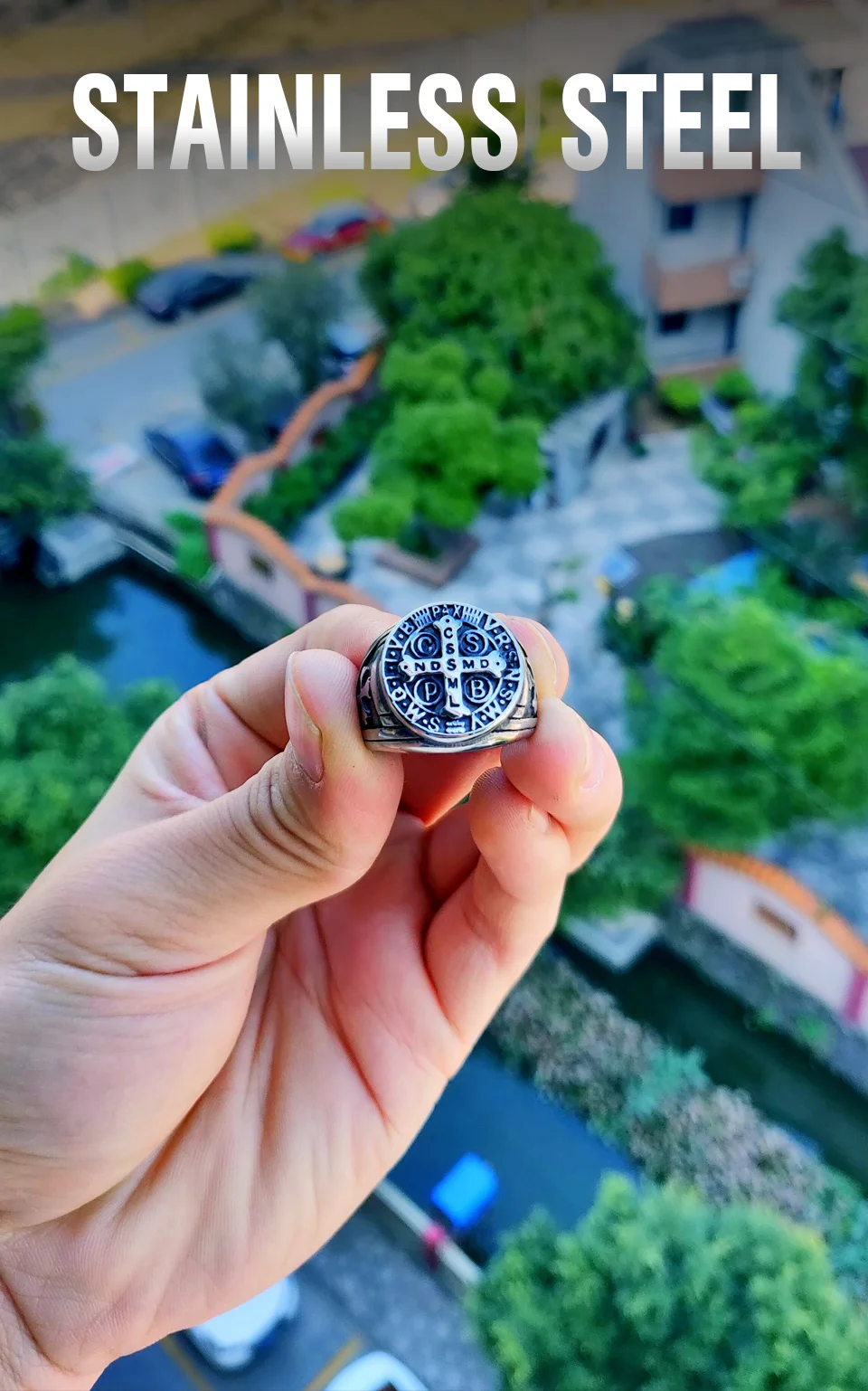 Байер, модное винтажное кольцо с древней буквой st и крестом, нержавеющая сталь, панк-рок, ювелирные изделия для мужчин, вечерние, подарок, Прямая поставка, BR8-623