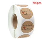 500 шт.рулон, наклейки из крафтовой бумаги с надписью Thank You