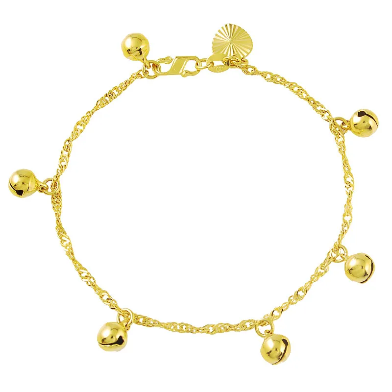 Покрытыем цвета чистого 24 каратного золота браслет 2 мм водная волна подвесной