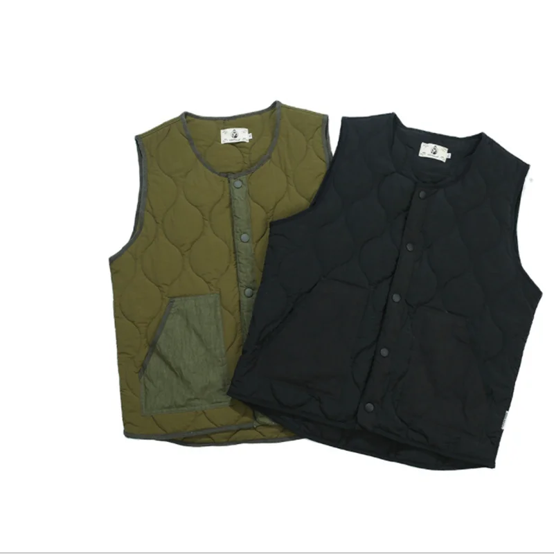 

Amekaji Japanese Tooling Padded Vest Sleeveless Jacket Street Trend Loose Quilted Vest Jacket Men