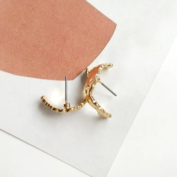 Золотые серебряные сплав геометрические серьги гвоздики модные комбинированные