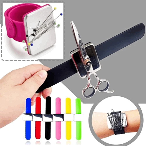 

Sewing Pincushion Wrist Hand Magnetic Needle Pad Safety Pin Cushion Storage Apparel Pin Holder Hairdressing Styling Pat Circle