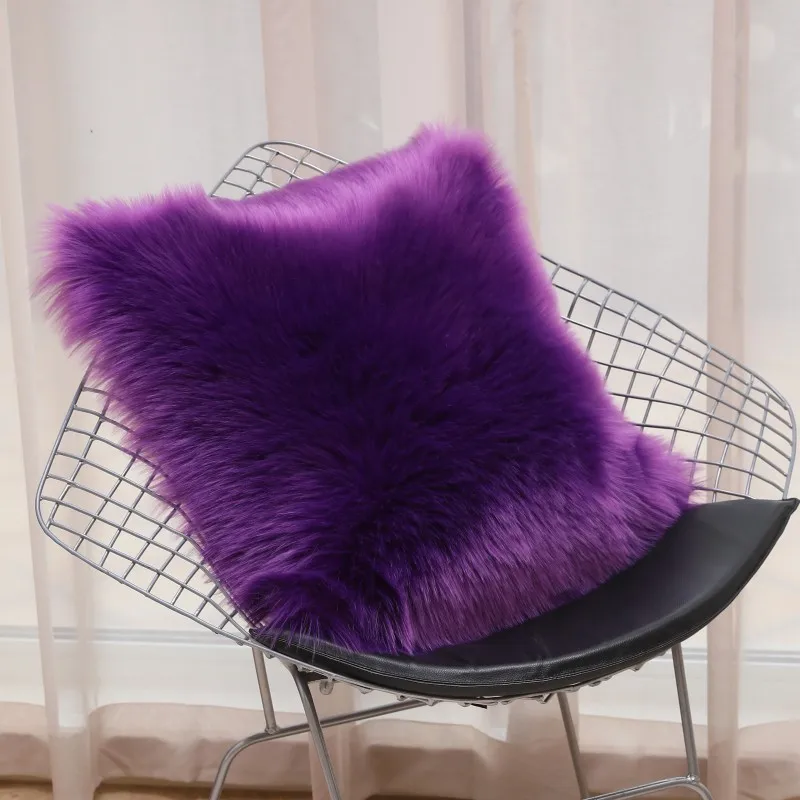

Faux Fur Long Plush Cushion Covers Sofa Home Decor Solid Pillowcases Warm Soft Pillow Cases