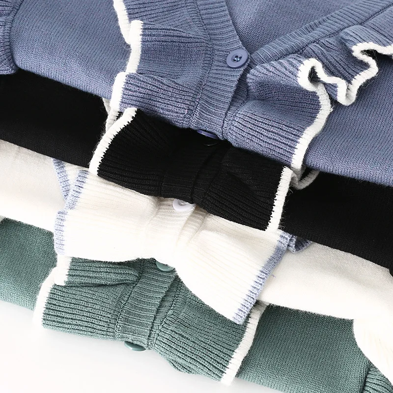 Женские свитера с оборками 2020 модные повседневные Лоскутные кардиганы v-образным