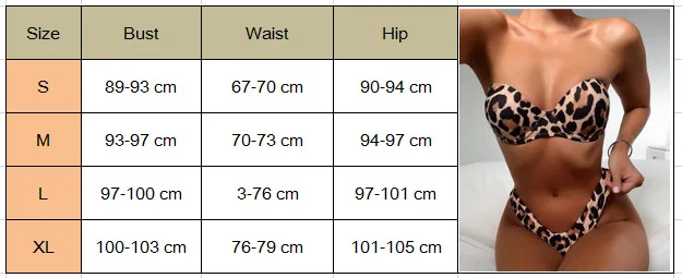 2020 женский леопардовый комплект бикини без бретелек пуш ап с леопардовым принтом
