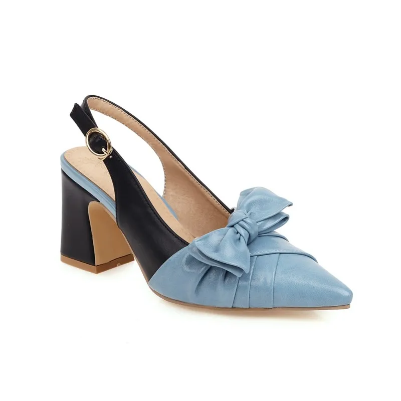 Сандалии на высоком каблуке с острым носком и бантом Женские летние туфли