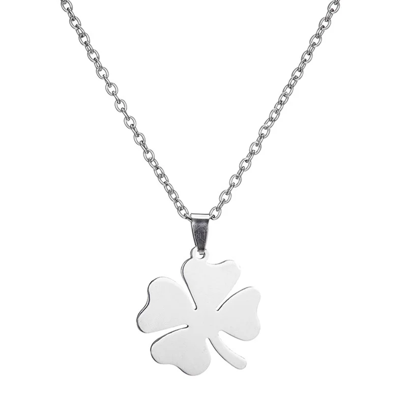 

Stainless Steel Four Leaf Clover Pendant Necklace For Women Lucky Clover Luck Charm Necklace Mirror Polished Gold/ Sliver Color