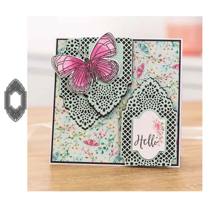 

JC Flower Rhombus Frame Metal Cutting Dies Scrapbooking DIY Shape Die Cut Paper Card Make Stencil Craft Mold Mould Model Decor