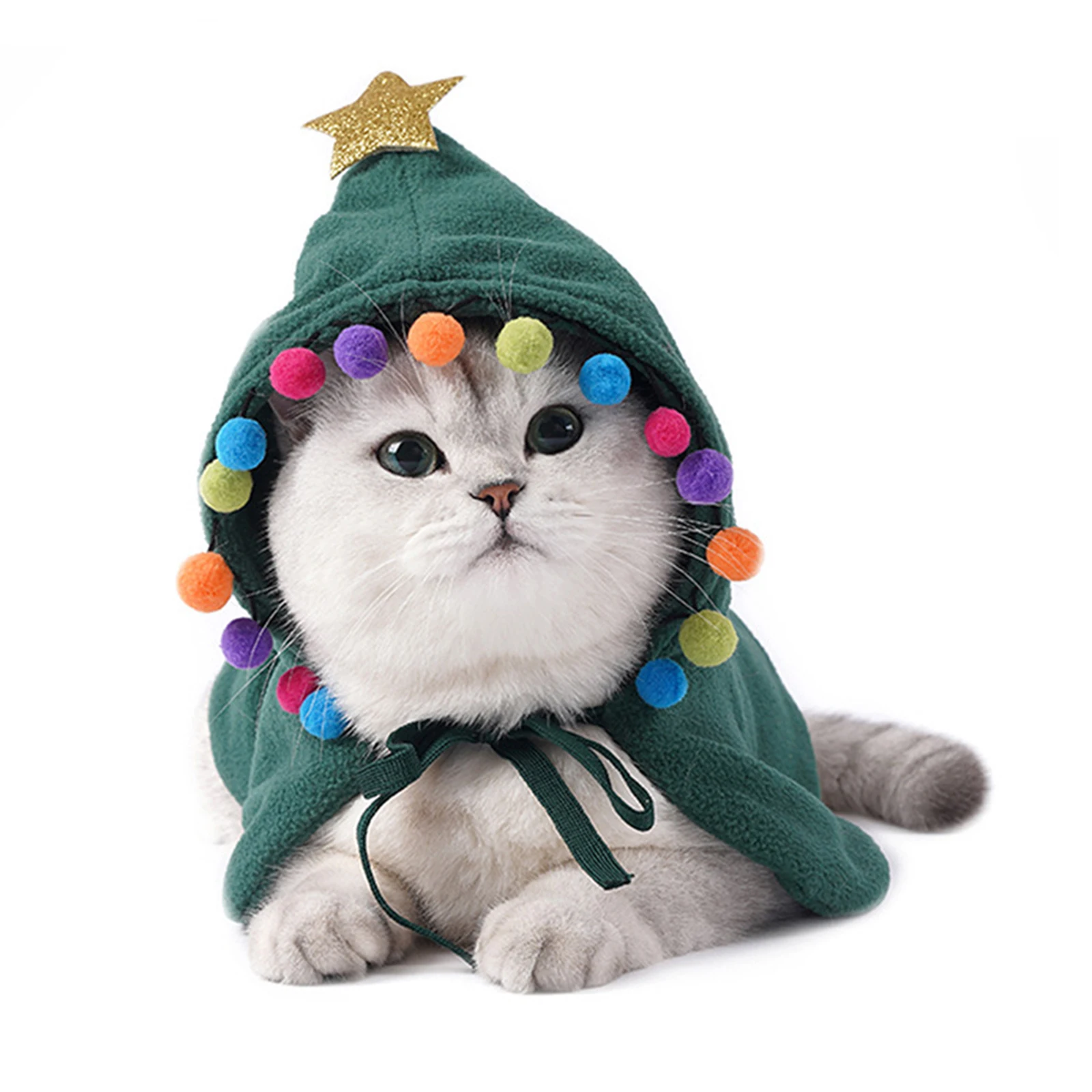 

Christmas Costume for Pet Cat Dog Coats Poncho Cape with Hat Winter Warm Santa Claus Cloak for Cats Dog Caps Dog Supplies