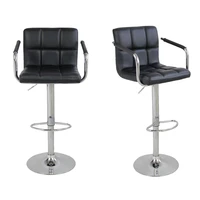 2pcsset modern swivel bar stools pu leather gas lift dining chairs kitchen bar chairs with armrest black bar stool chair