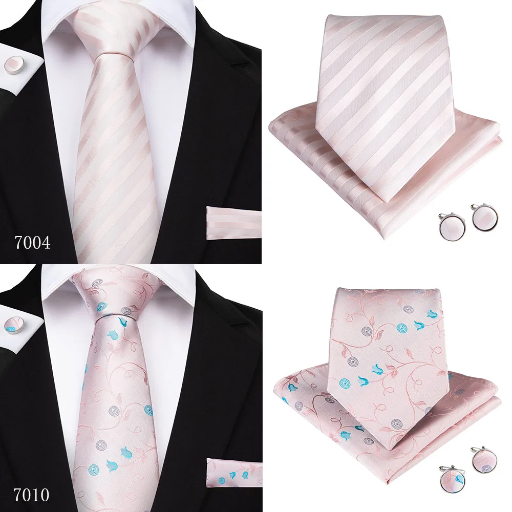 DiBanGu модный персиковый розовый мужской подарок зажим для галстука Hanky запонки галстук 150 см длинный галстук для мужчин Свадебный вечерний деловой галстук набор MJ-7195