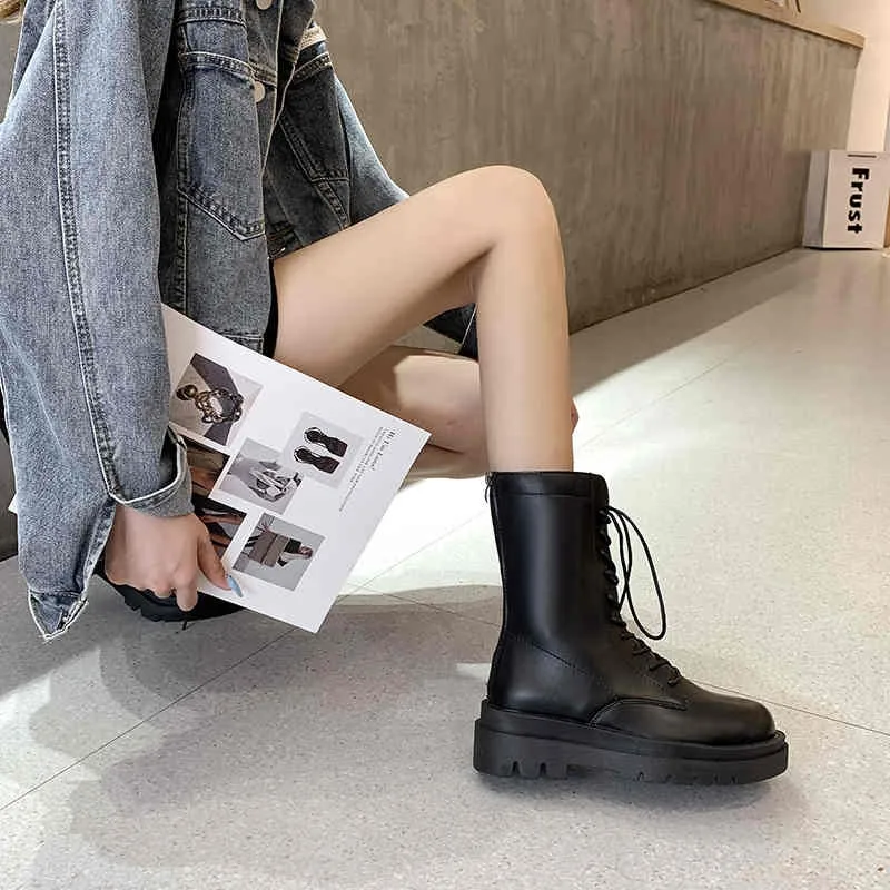 Thick-soled female British style 2021 new boots wild winter short boots women's shoes cotton shoes winter plus velvet