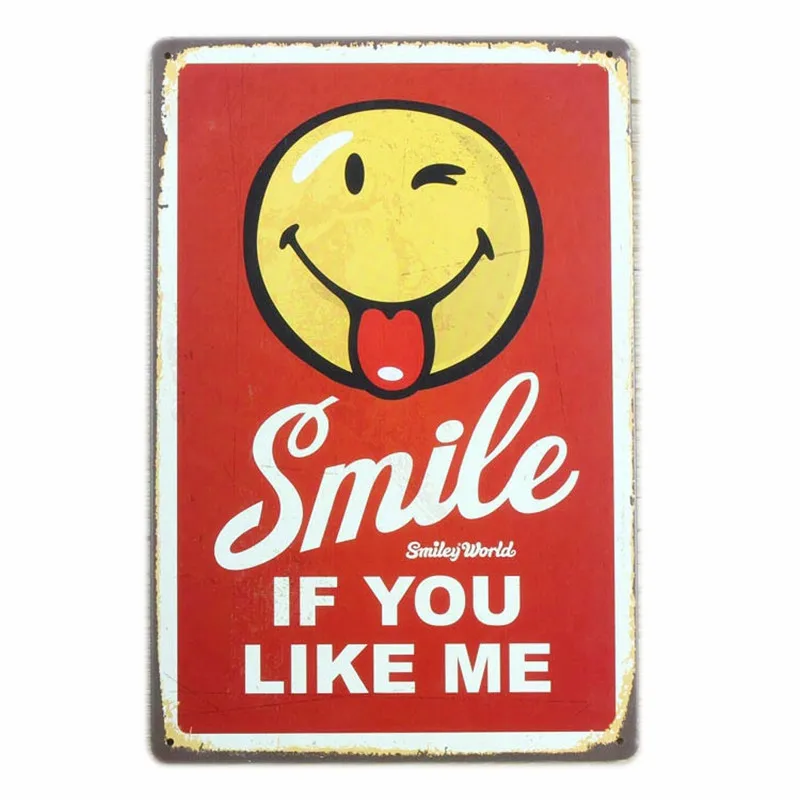 Винтажные жестяные плакаты SMILE IF YOU LIKE ME Настенный декор для бара паба кафе дома
