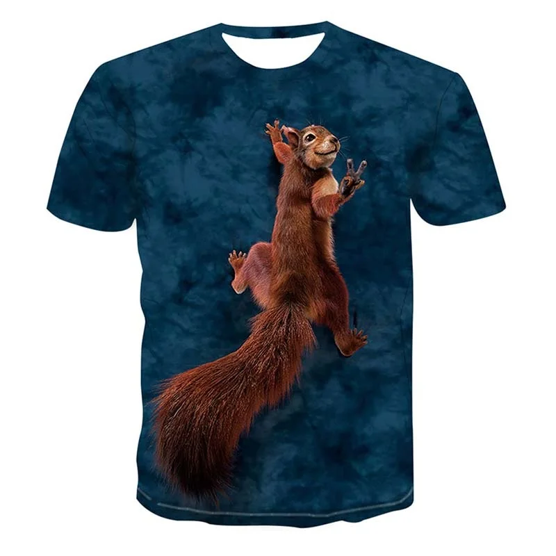 Футболка оверсайз с трехмерной белкой для мужчин и женщин модная Повседневная