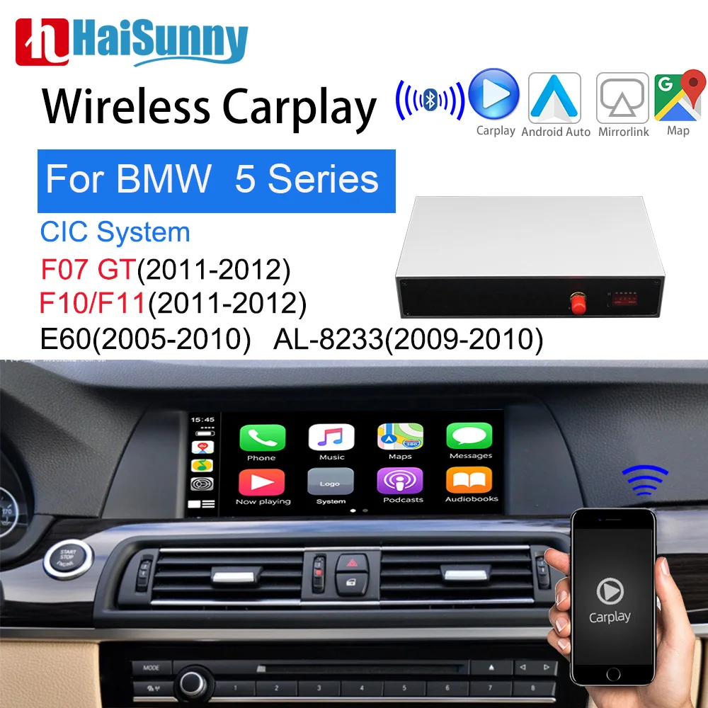 

Wireless BMW CIC Carplay Retrofit For F10 F11 F07 F18 5 Series 2009-12 Support Reverse Camera Multimedia Screen GPS Navigation