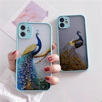 peacock phone case for iphone 12 13 mini 11 pro max for iphone x xs max xr 7 8 plus se 2 hard shockproof back matte cover fundas