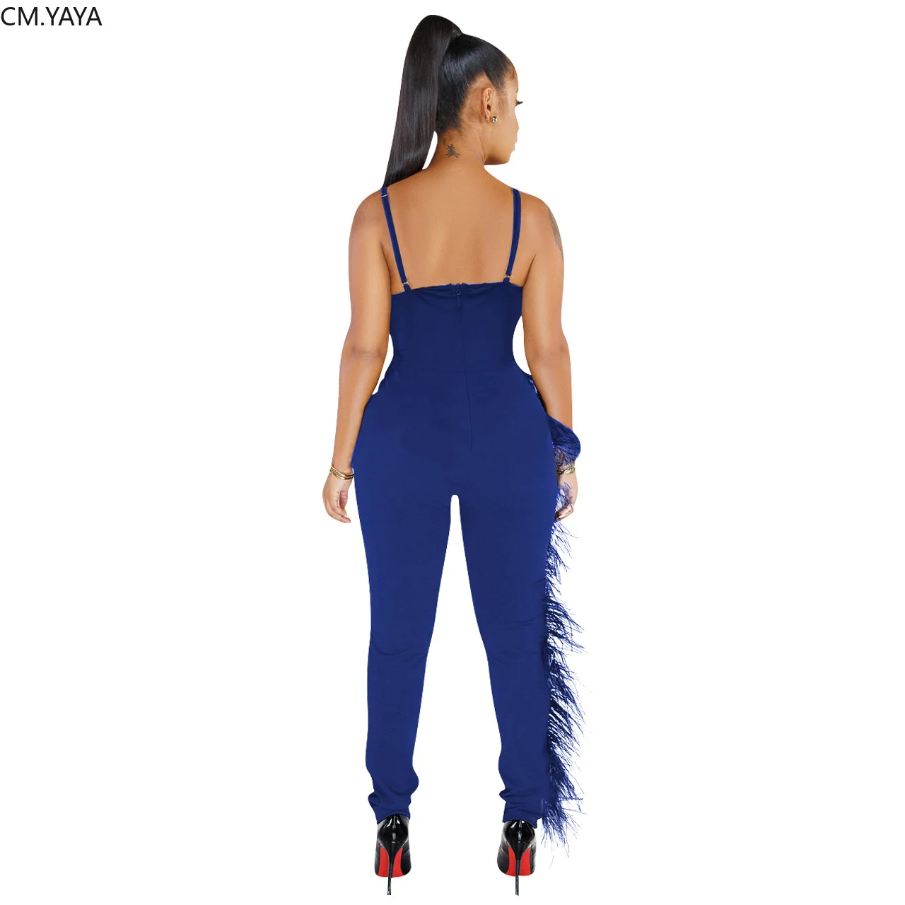 Женский Облегающий комбинезон на тонких бретелях с высокой талией клубный