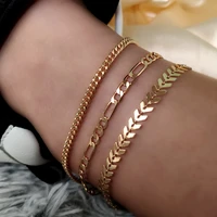 flatfoosie 3pcsset gold color simple chain anklets for women beach foot jewelry leg chain ankle bracelets women accessories