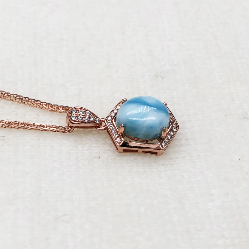Натуральный Овальный драгоценный камень 8*10 мм, ювелирный набор Larimar, серебро 925 пробы, серьги и кулон, хорошее ювелирное изделие для девушек, Подарок на годовщину