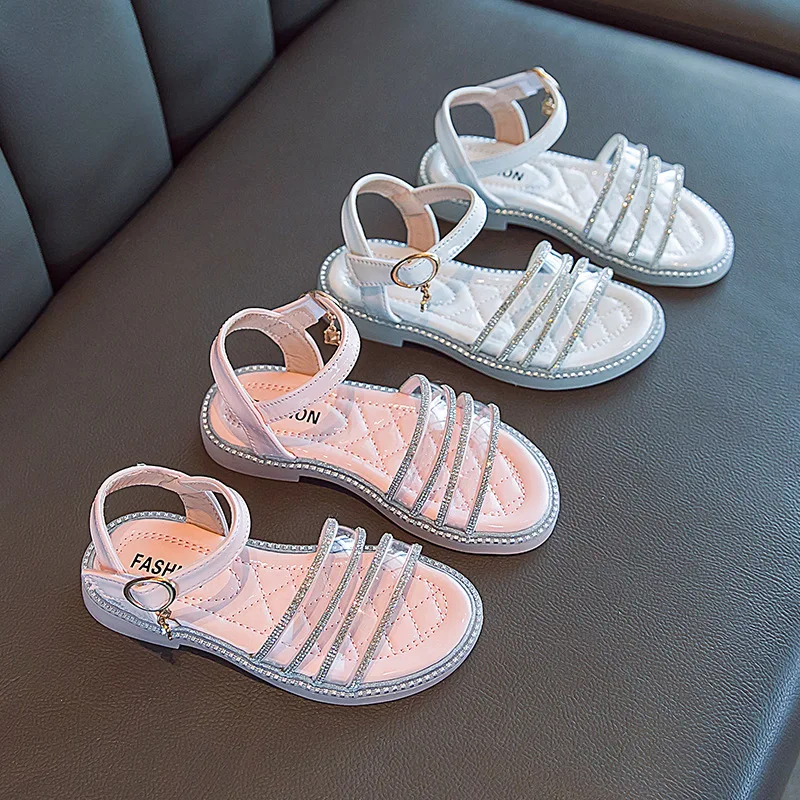 

Fashion Rhinestone Transparent Kids Sandals Shoes Girl Children'S Beach Summer Shoes Sports Sandals 2021 Princess Footwear 3-6