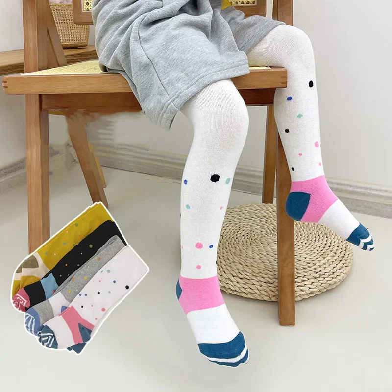 

2021 Autumn Winter New Cotton Dot Tights For Girls Stockings Children Girls Tights Kids Pantyhose For Girl