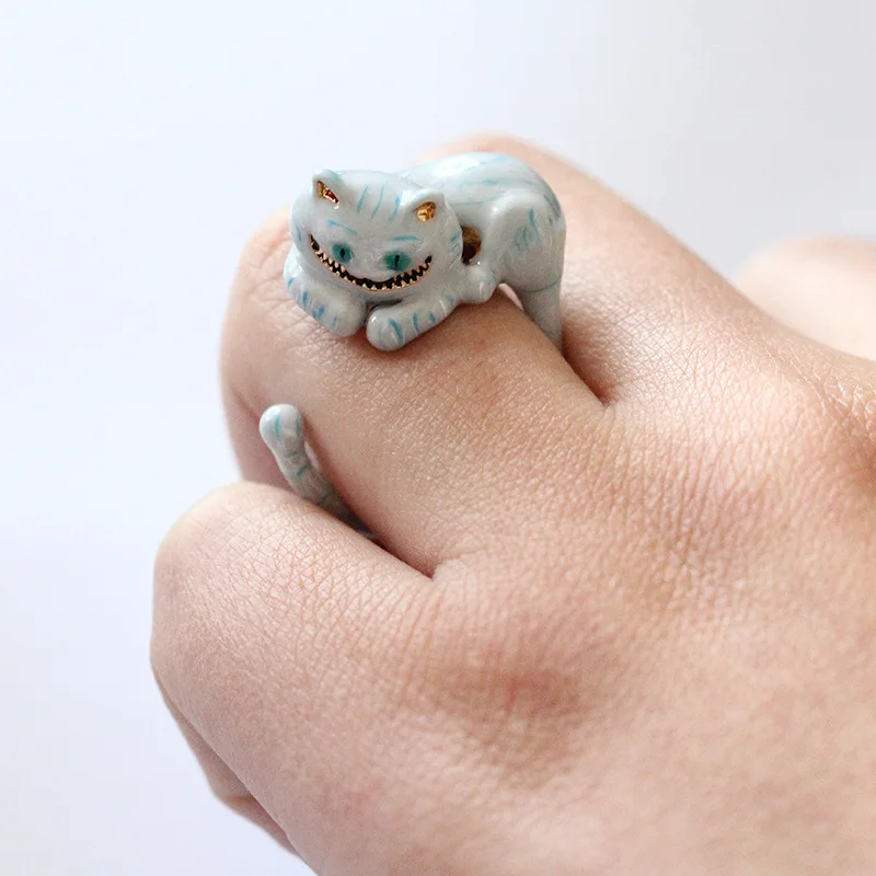 

Cartoon funny Pet cat enamel animal smiley face rings fashion for women 2020 free shipping item smile egirl ring finger knuckle