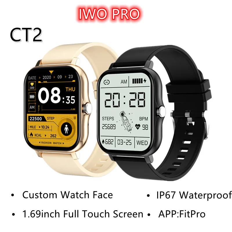 

NEW CT2 BluetoothCall Music Smart Watch Sleep Monitor Message Call Reminder Ip67 Waterproof Sports Watch for Android IOS