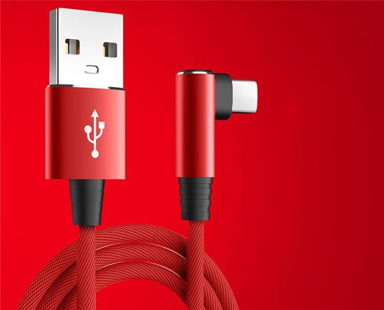 

PANFU USB C Cable for Samsung S9 S10 Plus Quick Charge 3.0 Right Angled USB Type C Fast Charger Data Cable for Game USB-C Wire