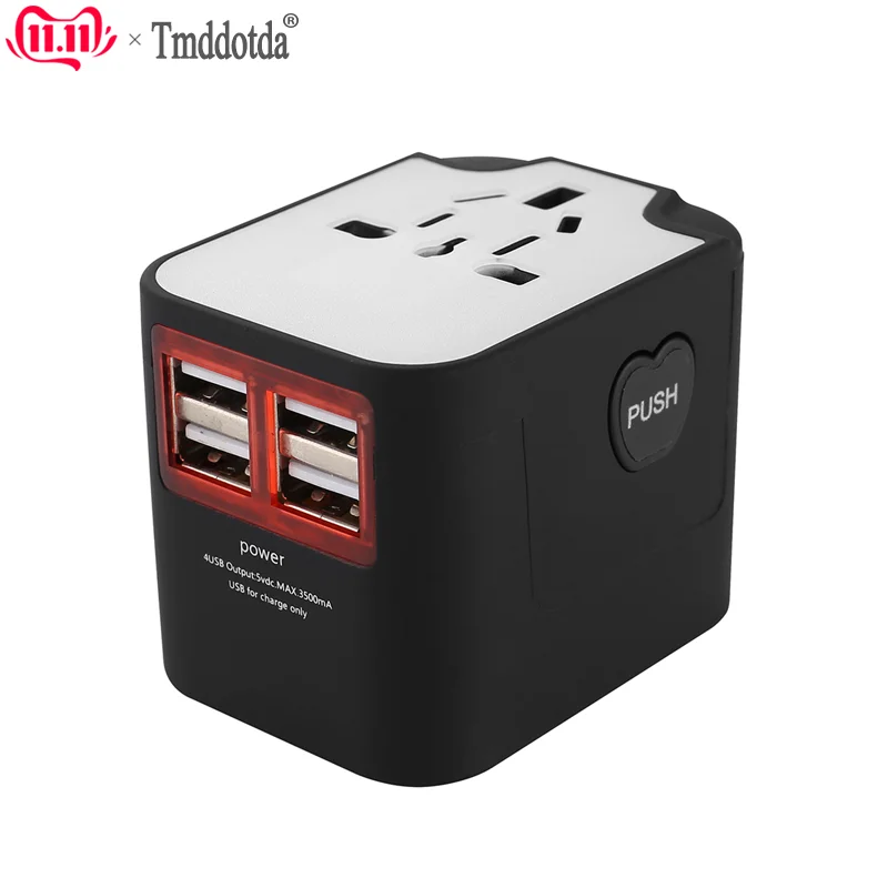 Универсальный многофункциональный переходник для телефонов USB зарядное устройство для путешествий US/AU/UK/EU 4 USB Международный переходник