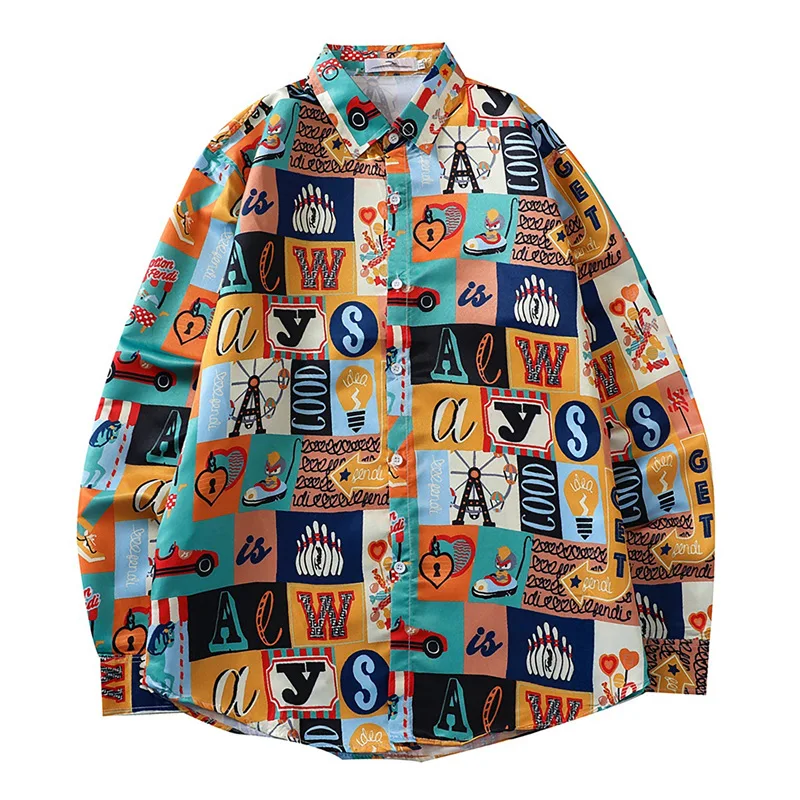 

Fashionable Design Long-Sleeved Shirt Men's Korean Style Trendy Niche Flower Shirt Hong Kong Style Autumn Fashion Brand Printed