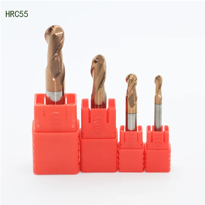 HRC55 фреза с покрытием из сплава Вольфрамовая сталь Cnc Maching сферическая носовая