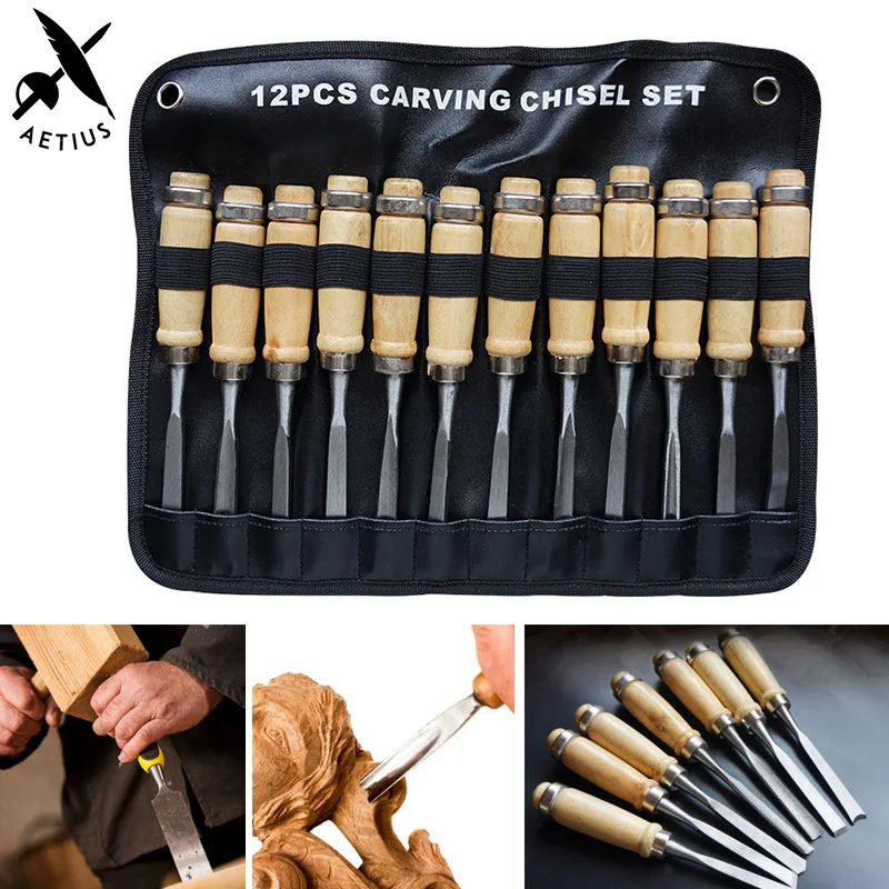 

12Pcs Wood Carving Tools Kit DIY Wood Cutters Hand Chisel Tool Set Woodworking Professional Gouges Joiner Carpenter Carpentry