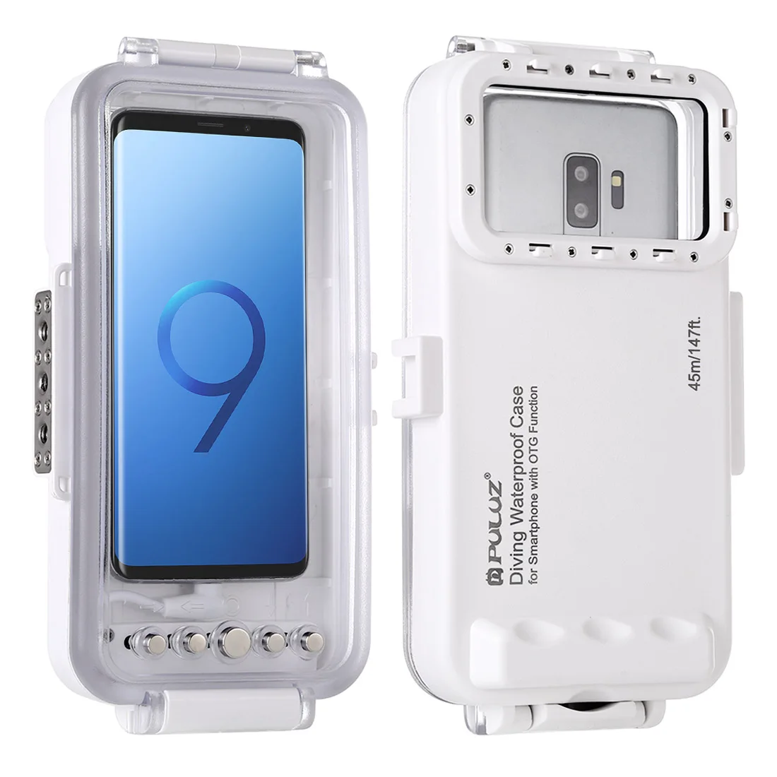 PULUZ 45m/147ft Waterproof Diving Housing Photo Video Taking Underwater Cover for Android Type-C OTG Mobile Phone Diving Case