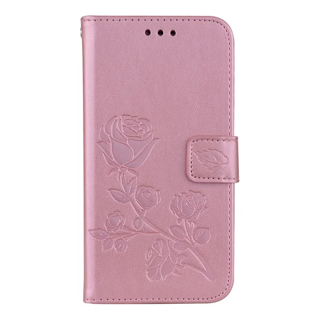 Роскошный кожаный чехол с объемным цветком для huawei Y5 II Y6 Y7 Y9 Prime P Smart Z Plus Honor 7A 7C 8A 8C 8S 8X 10i Lite 20 Pro Funda - Цвет: Rose gold