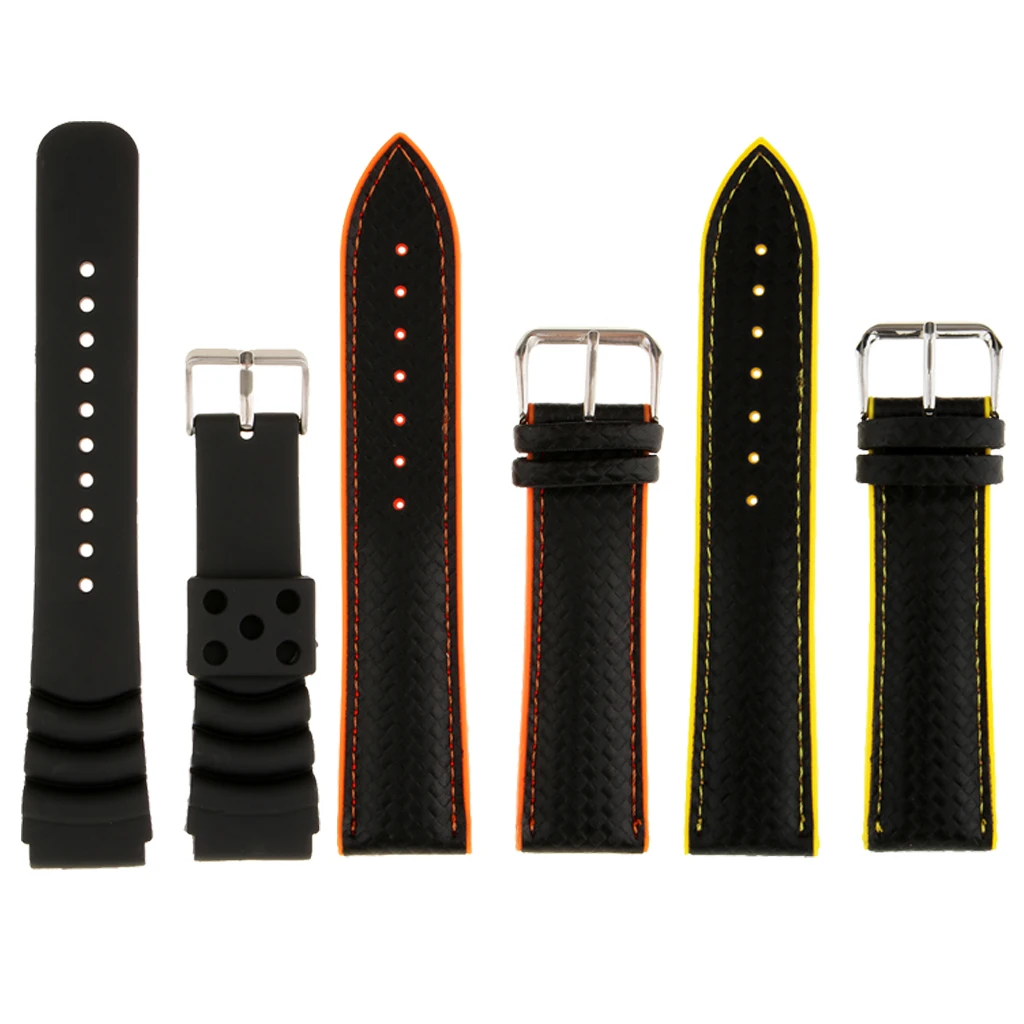 

Men's Stitching Silicone Rubber Replacement Wrist Watch Band Strap 18mm