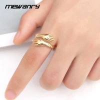 mewanry 925 steamp engagement rings for women trend elegant simple design romantic hug jewelry birthday gifts wholesale
