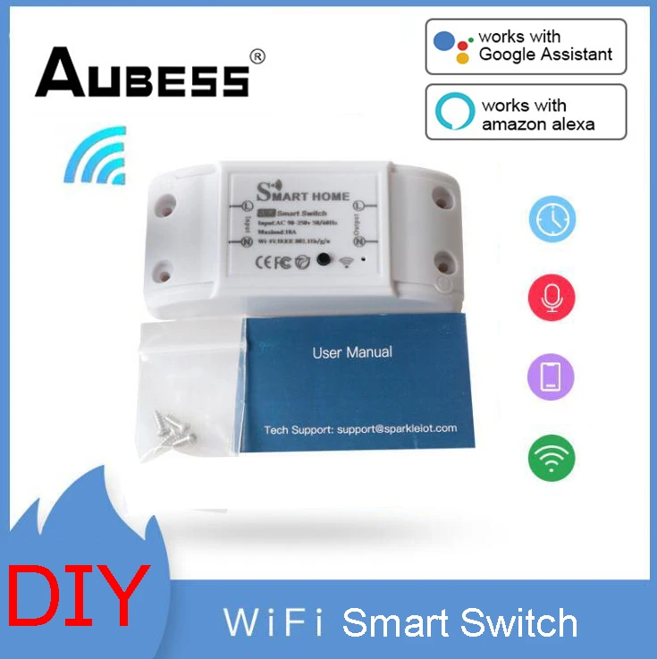 

DIY WiFi Switch Smart Wireless Remote Switch Light 2200W 10A Breaker Switch Module Voice Control With Alexa Google Home