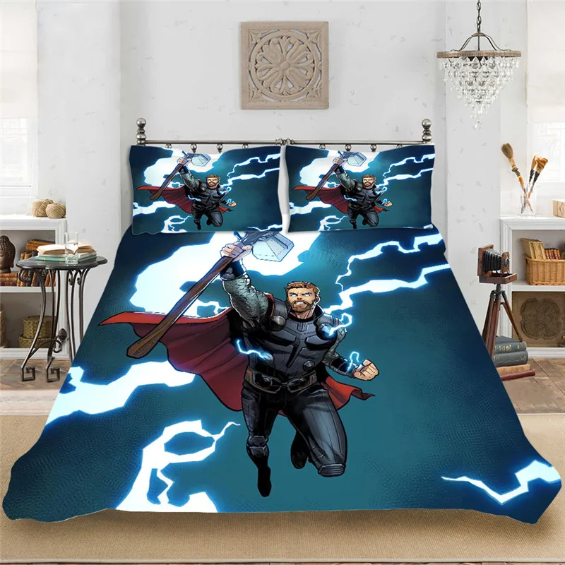 Марвел Тор простой стиль король полный размер комплект детского постельного