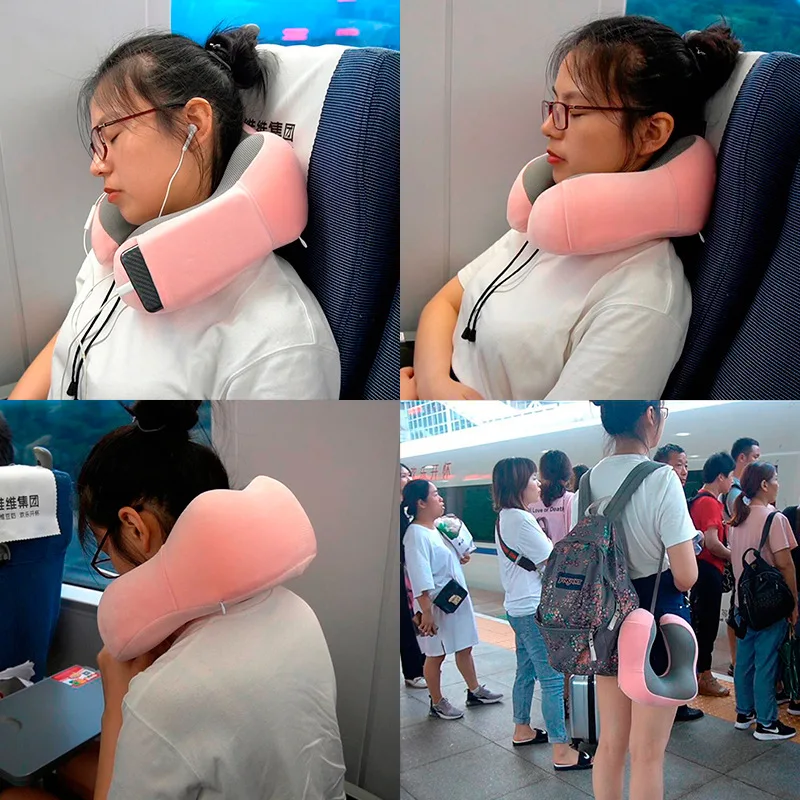 

New U Shape Inflatable Travel Pillow Folding Lightweight nap Neck Pillow Car Seat office Airplane sleeping Cushion Pillow