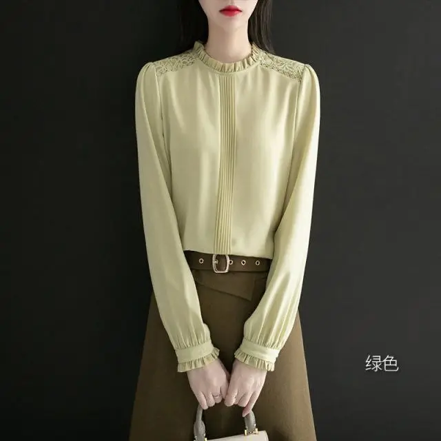 

2021 spring and autumn fashion new women's blouse foreign style small shirt long-sleeved loose chiffon shirt