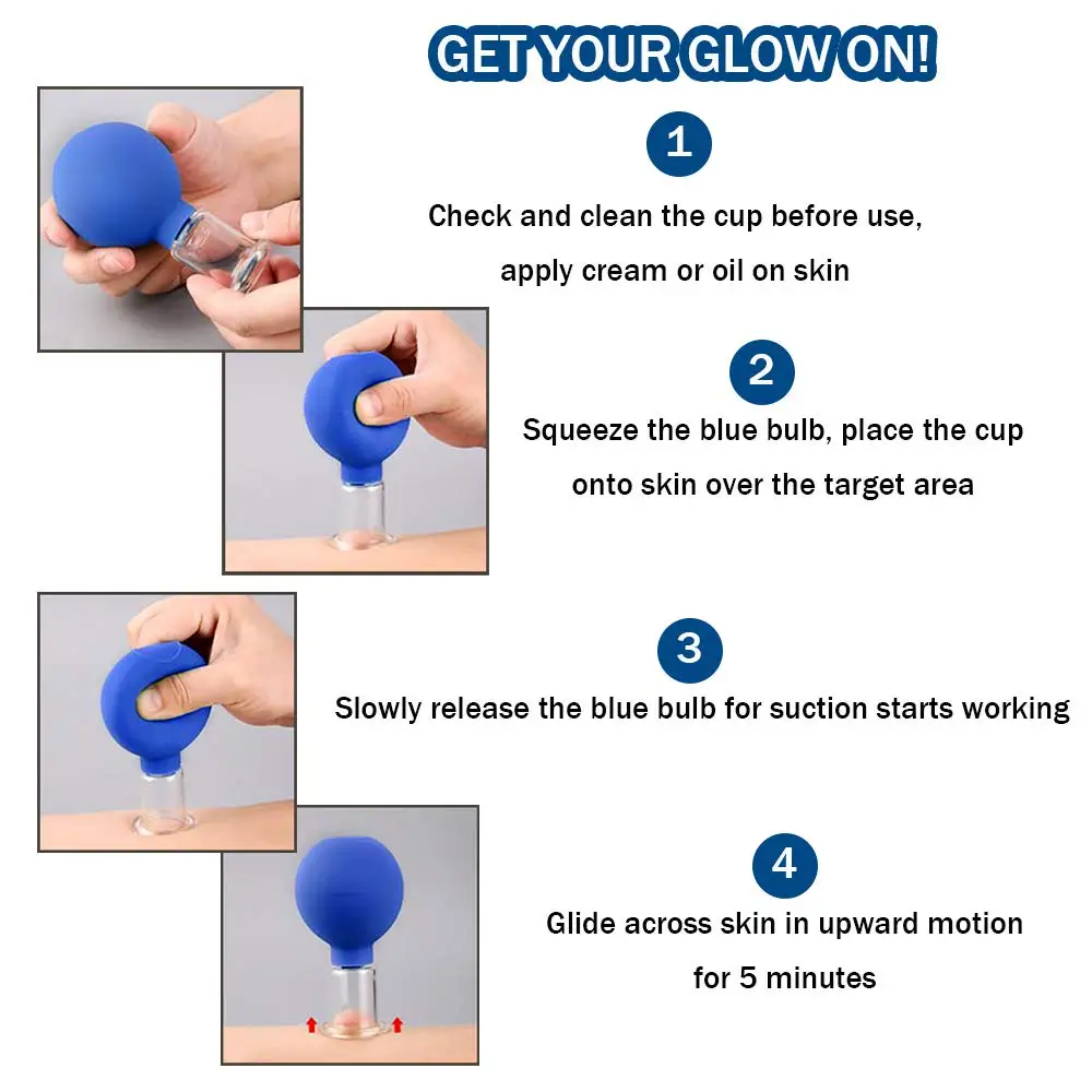 

4Pcs Glass Suction Cup Facial Massage Set Vacuum Cupping Rubber Head Anti Cellulite Massager Jar Slimming Cans Body Care Therapy