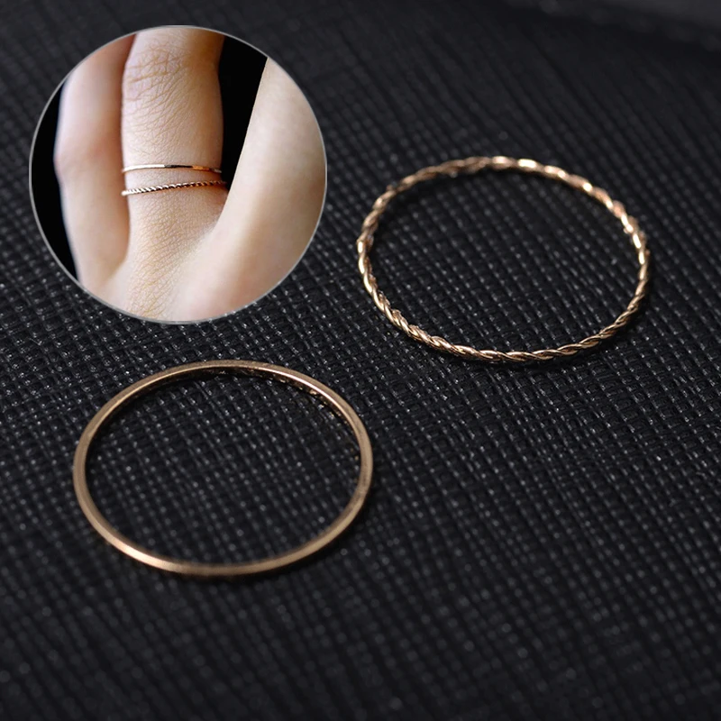 

New Arrival Metal Plating Twist Rings Geometric 2-piece Ring Vintage Gold Rings Simple Temperament Korean Couples Fine Tail Ring