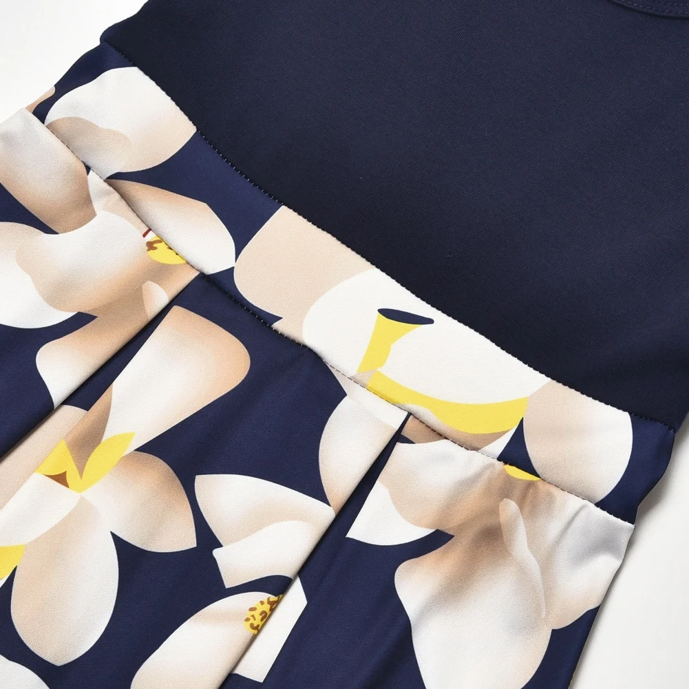 

Summer Mom Daughter Casual Fashion Floral Print Stripe Stitching Dresses Family Matching Outfits Mommy Baby Kids Girl Clothes