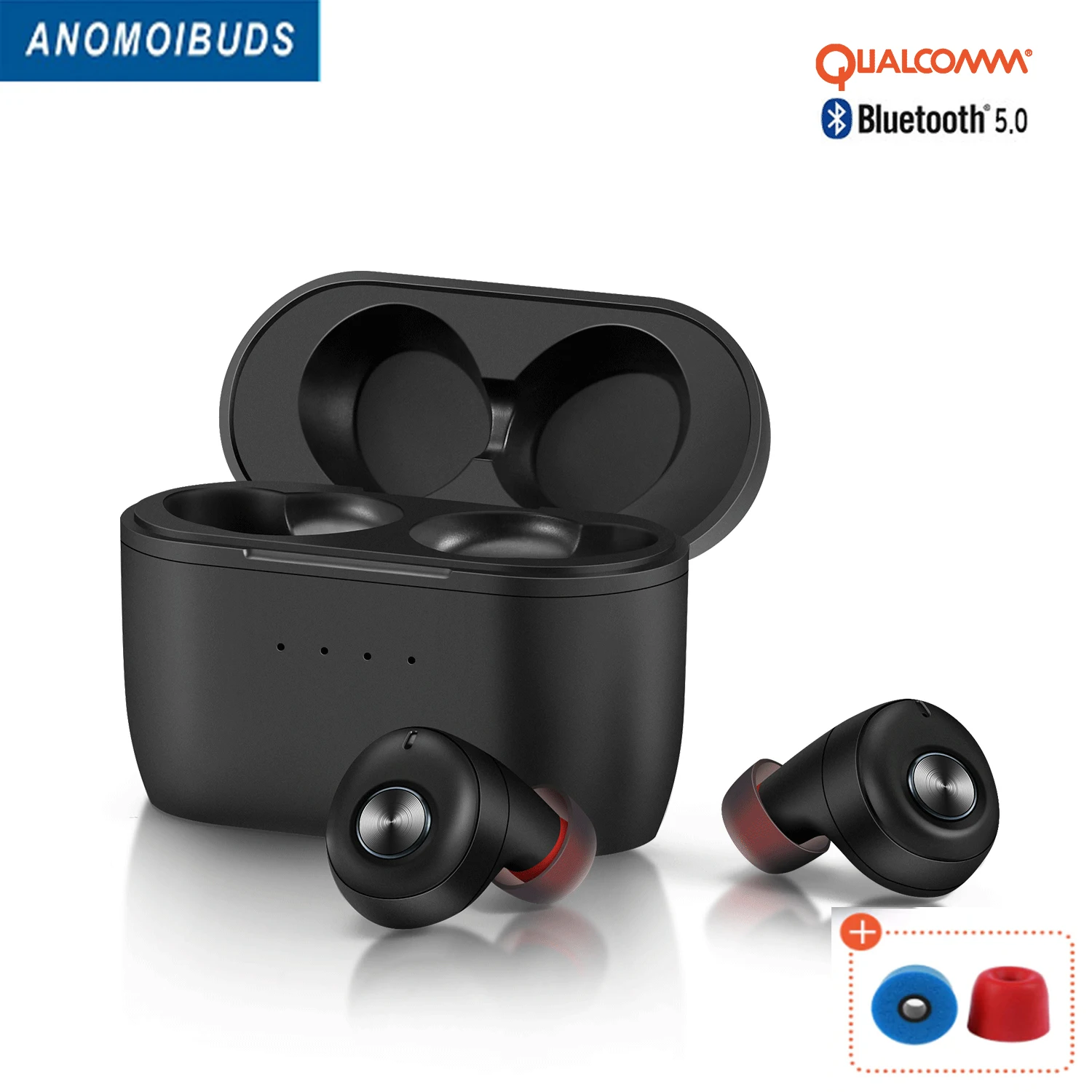 Fones de Ouvido sem Fio Cvc8.0 com Microfones Tws + Anomoidbuds Bluetooth Qualcomm 80 Horas Playtimes Aptx + Qcc010 Tws 5.0