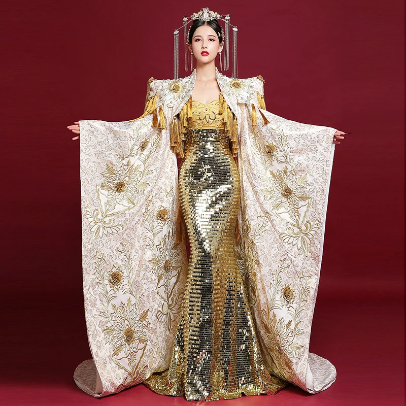 Китайский вечернее платье Cheongsam женские Роскошные вечерние платья мод с вышивкой