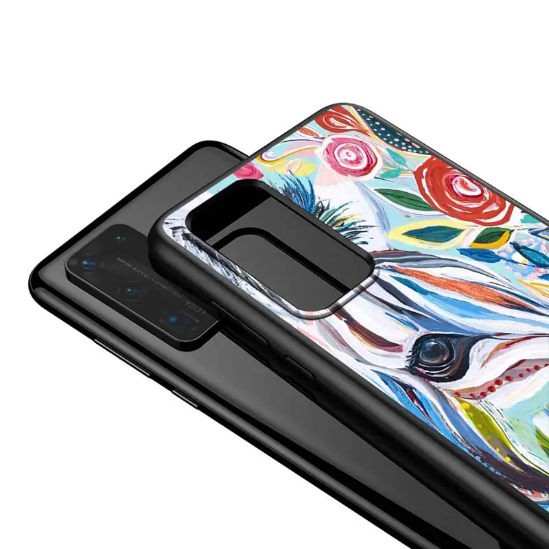 

For Huawei P40 P30 P20 Pro Lite E Plus 5G Bright Black Cover Black white Stripe For Huawei P10 P9 P8 Lite Phone Case