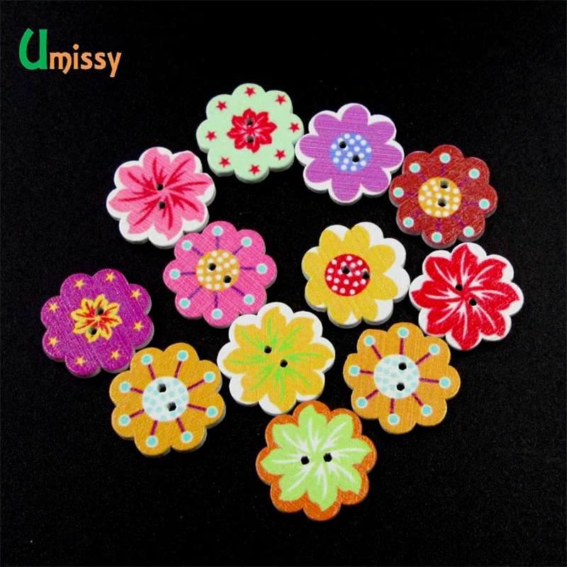 50 шт. Швейные аксессуары для скрапбукинга деревянные кнопки красочные смешанные