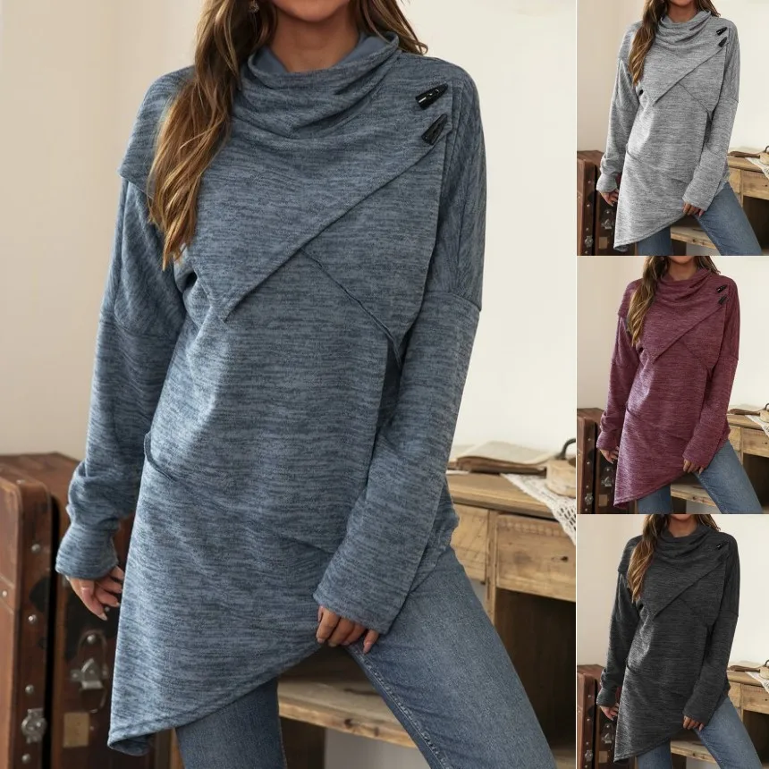 

Autumn new style long-sleeved buttoned coat stitching knitted sweater women's top